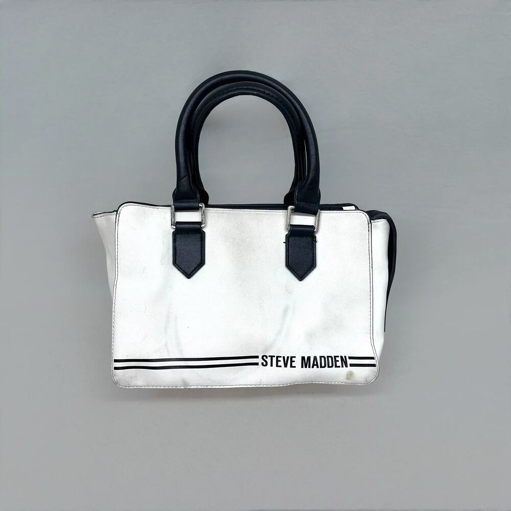 Steve Madden White and Black Satchel Bag with Logo Lining